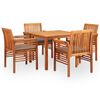 vidaXL Ensemble &agrave; manger d'ext&eacute;rieur 5 pcs et coussins Acacia solide