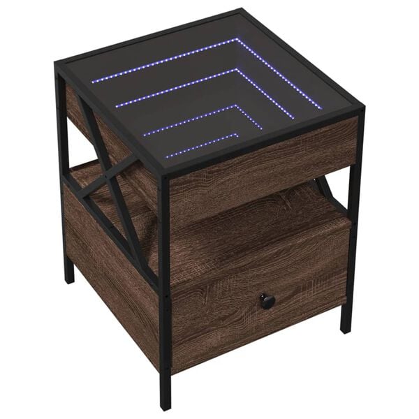vidaXL Table basse avec LED Infinity chêne marron 40x40x51 cm