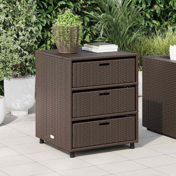 vidaXL Armoire de rangement de jardin marron 55x59x69cm r&eacute;sine tress&eacute;e