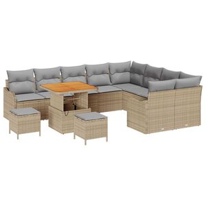 vidaXL Ensemble de canap&eacute; de jardin 12 pcs Beige polyrotin