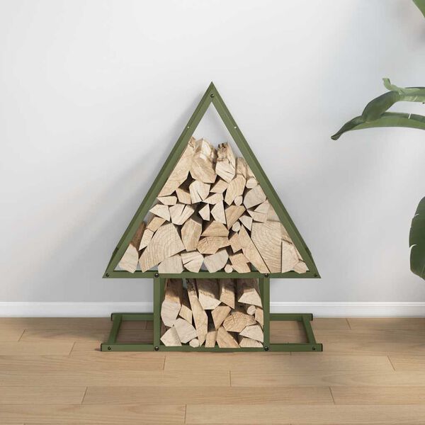 vidaXL Portant de bois chauffage vert olive 50x25x60 cm