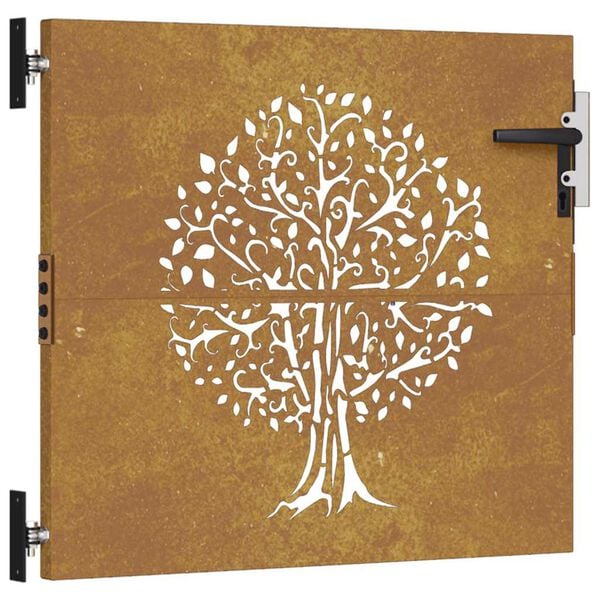 vidaXL Portail de jardin 85x75 cm acier corten conception d'arbre