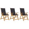 vidaXL Chaises pliables de jardin lot de 3 avec coussins Bois d'acacia