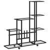 vidaXL Support pour plantes sur roues 94,5x25x92,5 cm Noir M&eacute;tal