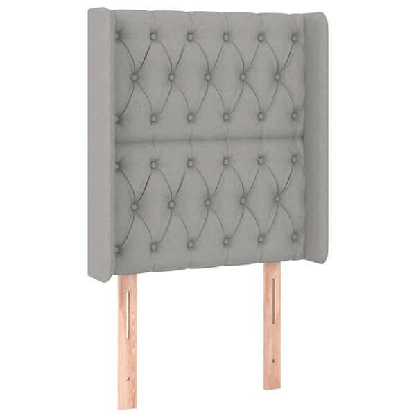 vidaXL T&ecirc;te de lit avec oreilles Gris clair 83x16x118/128 cm Tissu