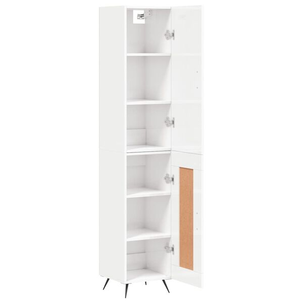 vidaXL Buffet haut Blanc brillant 34,5x34x180 cm Bois d'ing&eacute;nierie