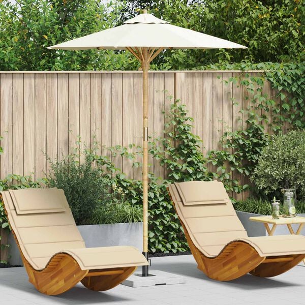 vidaXL Parasol de jardin Blanc cr&egrave;me &Oslash; 270 x 260 cm Bambou