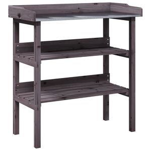vidaXL Table &agrave; plantes avec &eacute;tag&egrave;res gris 78x38x82,5 cm bois de sapin