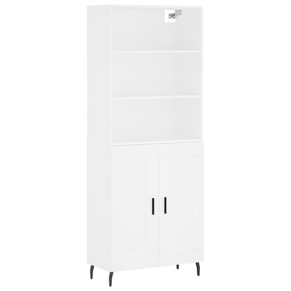 vidaXL Buffet haut Blanc 69,5x34x180 cm Bois d'ing&eacute;nierie