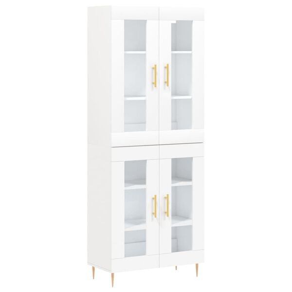 vidaXL Buffet haut Blanc 69,5x34x180 cm Bois d'ing&eacute;nierie