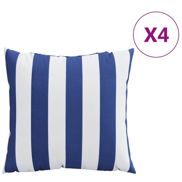 vidaXL Coussins d&eacute;coratifs lot de 4 Rayures bleues et blanches 50x50cm