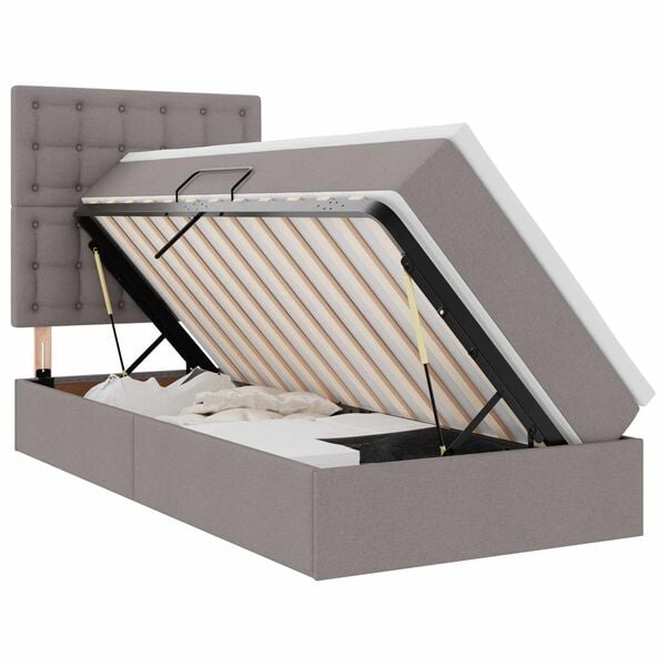 vidaXL Lit avec rangement et LED avec LED Taupe 90 x 200 cm Polyester