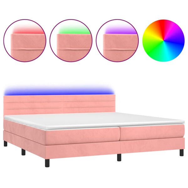 vidaXL Sommier &agrave; lattes de lit avec matelas et LED Rose 200x200 cm