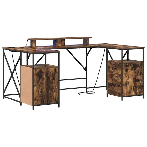 vidaXL Bureau Ch&ecirc;ne fum&eacute; 182 x 101 x 87,5 cm Bois d'ing&eacute;nierie