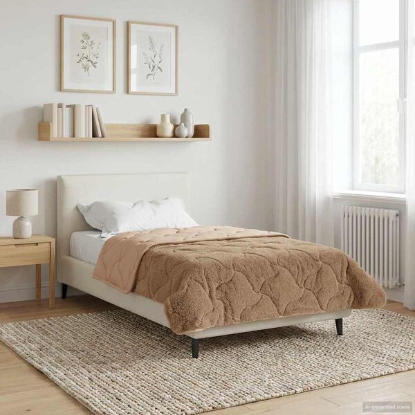 vidaXL Duvet d'hiver Taupe 135 x 200 cm Microfibre et polaire Teddy
