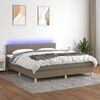 vidaXL Sommier &agrave; lattes de lit avec matelas LED Taupe 160x200 cm Tissu