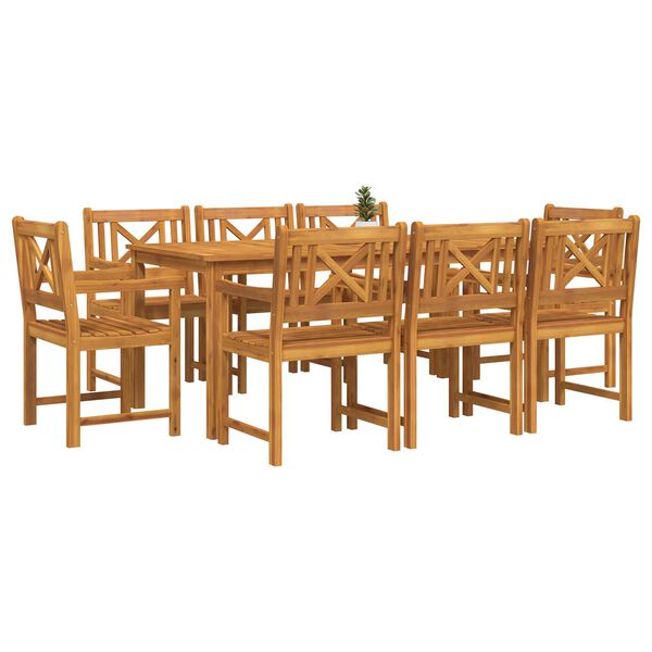vidaXL Ensemble de salle à manger pour jardin 9 pcs Marron