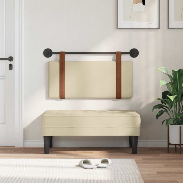 vidaXL T&ecirc;te de lit suspendue Uni Cr&egrave;me 100 x 55 x 5 cm PU antique