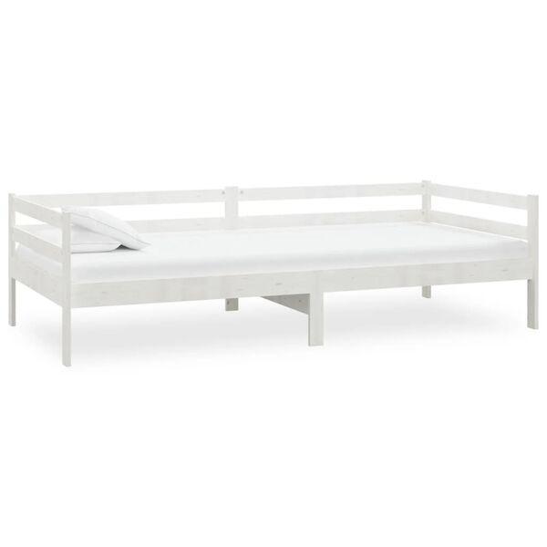 vidaXL Lit de repos avec matelas 90x200 cm Blanc Bois de pin massif