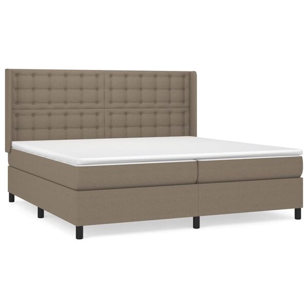 vidaXL Sommier &agrave; lattes de lit avec matelas Taupe 200x200 cm Tissu