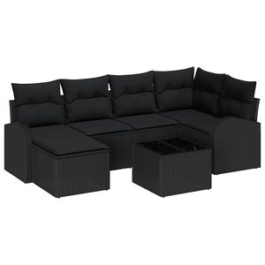 vidaXL Ensemble de Canap&eacute;s avec coussin 7 pcs Noir polyrotin