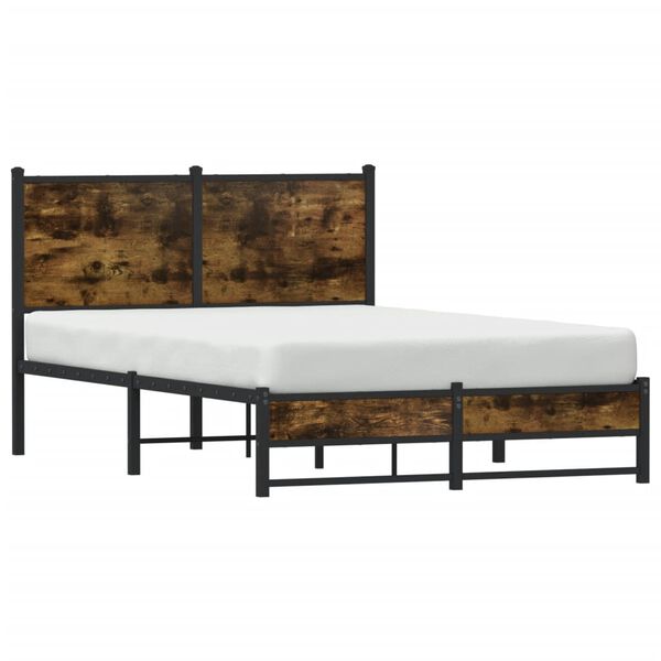 vidaXL Cadre de lit en m&eacute;tal sans matelas ch&ecirc;ne fum&eacute; 120x190 cm