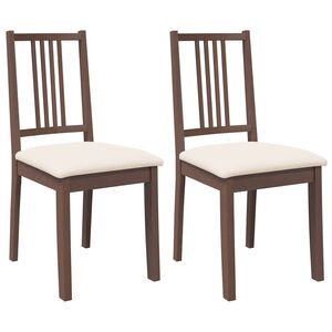 vidaXL Chaises &agrave; manger coussins 2 pcs marron bois massif caoutchouc