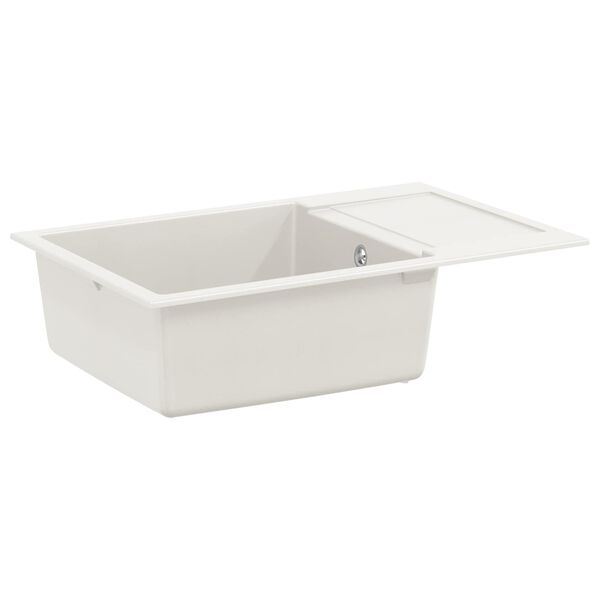 vidaXL &Eacute;vier Blanc 780 x 500 mm 80% Quartz et 20% R&eacute;sine