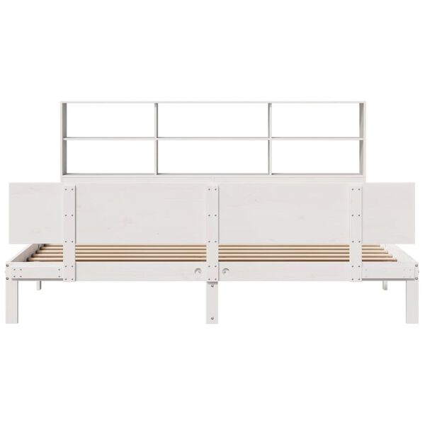 vidaXL Lit bibliothèque sans matelas blanc 180x200 cm bois pin massif