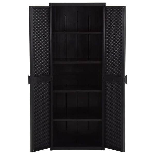 vidaXL Armoire de rangement de jardin Noir 65x45x172 cm PP Rotin