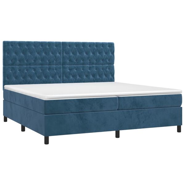 vidaXL Sommier &agrave; lattes de lit et matelas Bleu fonc&eacute; 200x200cm Velours
