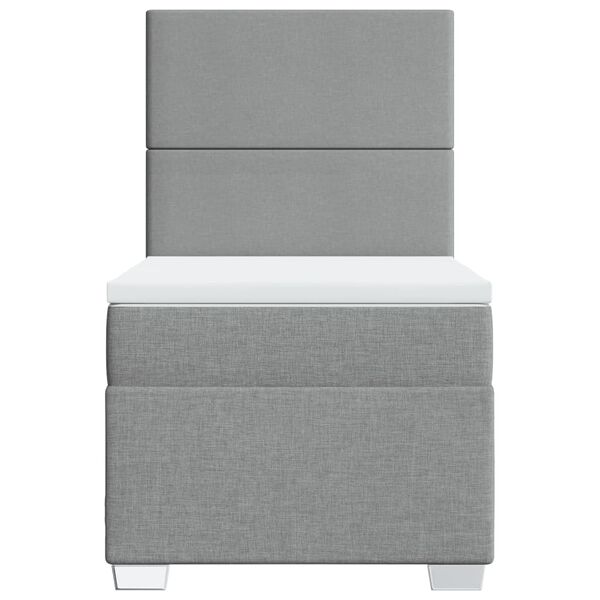 vidaXL Sommier &agrave; lattes de lit et matelas Gris clair 90x190 cm Tissu