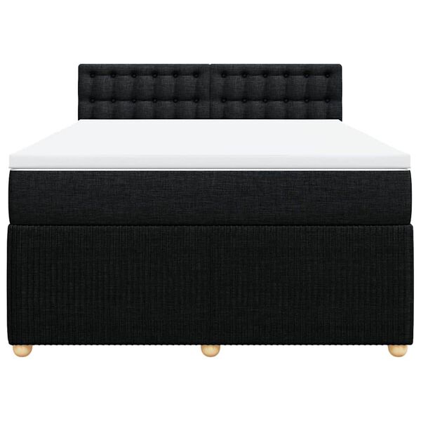 vidaXL Sommier &agrave; lattes de lit avec matelas Noir 140x200 cm Tissu