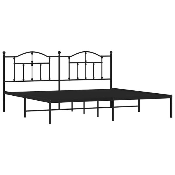 vidaXL Cadre de lit m&eacute;tal sans matelas avec t&ecirc;te de lit noir 200x200cm