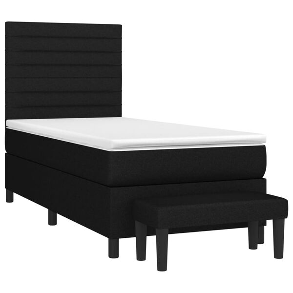 vidaXL Sommier &agrave; lattes de lit avec matelas Noir 90x200 cm Tissu