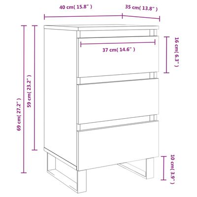 vidaXL Tables de chevet 2 pcs chêne sonoma 40x35x69 cm bois ingénierie