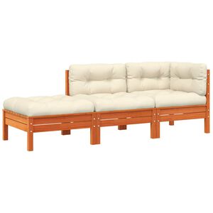 vidaXL Canap&eacute; de jardin avec coussins et repose-pied 3 places