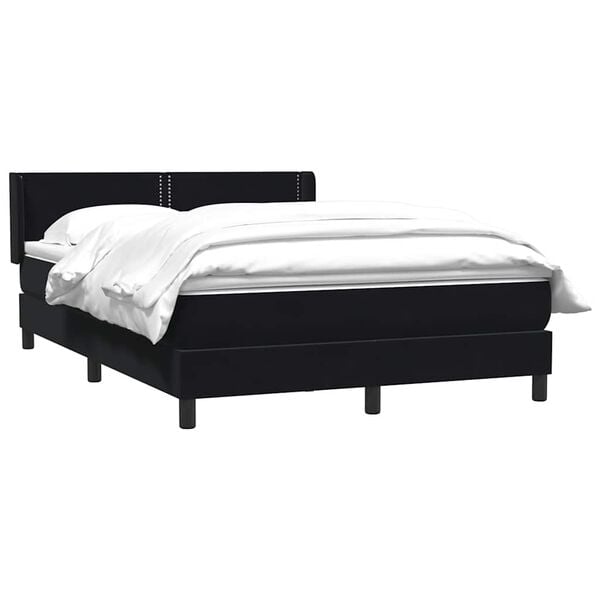 vidaXL Sommier &agrave; lattes de lit avec matelas noir 160x210 cm velours