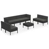 vidaXL Salon de jardin 9 pcs avec coussins R&eacute;sine tress&eacute;e Noir