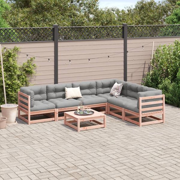 vidaXL Salon de jardin 7 pcs et coussins bois massif sapin de douglas