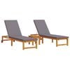 vidaXL Transat 3 pc Bois d'Acacia Massif Marron