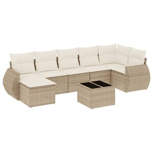 vidaXL Salon de jardin avec coussins 8 pcs beige r&eacute;sine tress&eacute;e