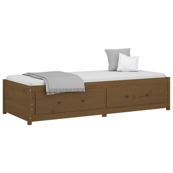 vidaXL Lit de jour sans matelas marron miel 90x200 cm bois pin massif