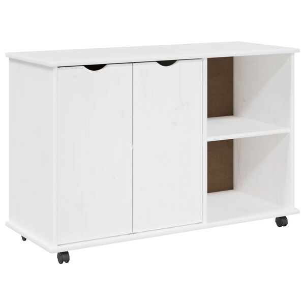 vidaXL Cabinet roulant Blanc 100 x 39 x 65,5 cm Bois de Pin Massif
