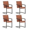 vidaXL Chaises &agrave; manger cantilever lot de 4 marron cuir v&eacute;ritable