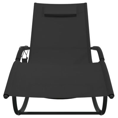 vidaXL Chaise longue à bascule noir acier et textilène
