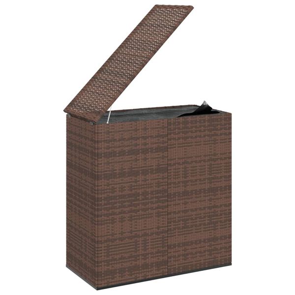 vidaXL Bo&icirc;te &agrave; coussins de jardin R&eacute;sine tress&eacute;e 100x49x103,5cm Marron