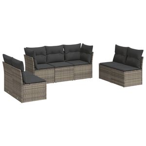 vidaXL Salon de jardin avec coussins 7 pcs gris r&eacute;sine tress&eacute;e
