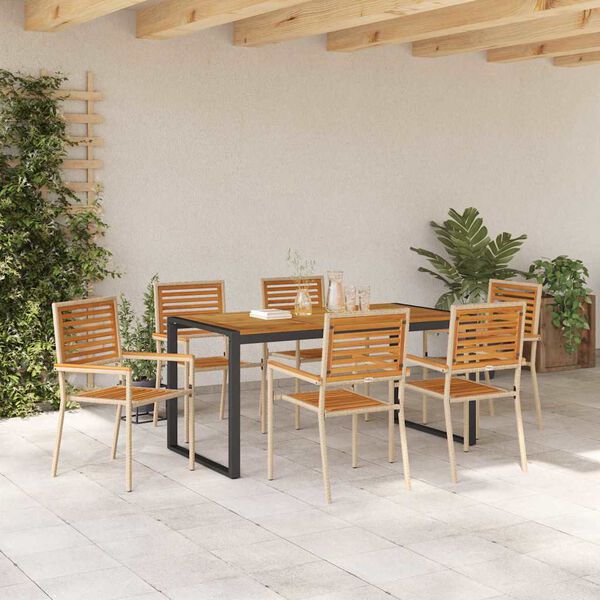 vidaXL Ensemble de salle &agrave; manger pour jardin 7 pcs Beige et Marron