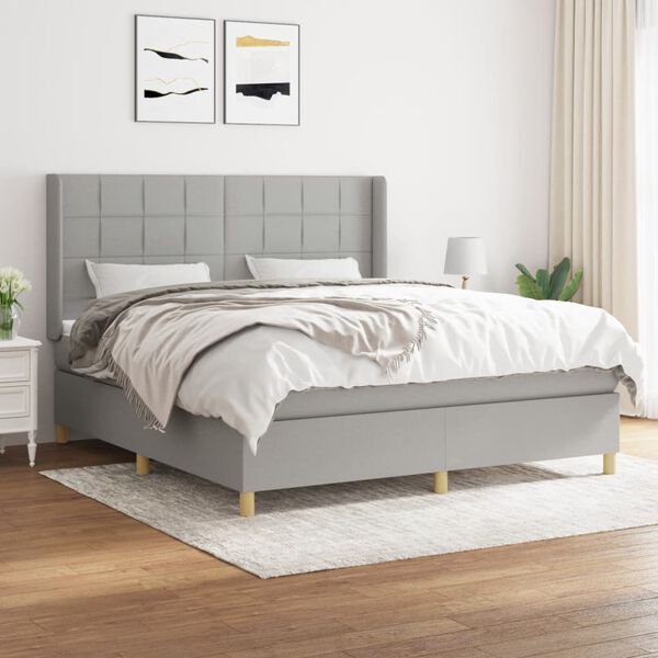 vidaXL Sommier &agrave; lattes de lit avec matelas Gris clair 180x200cm Tissu